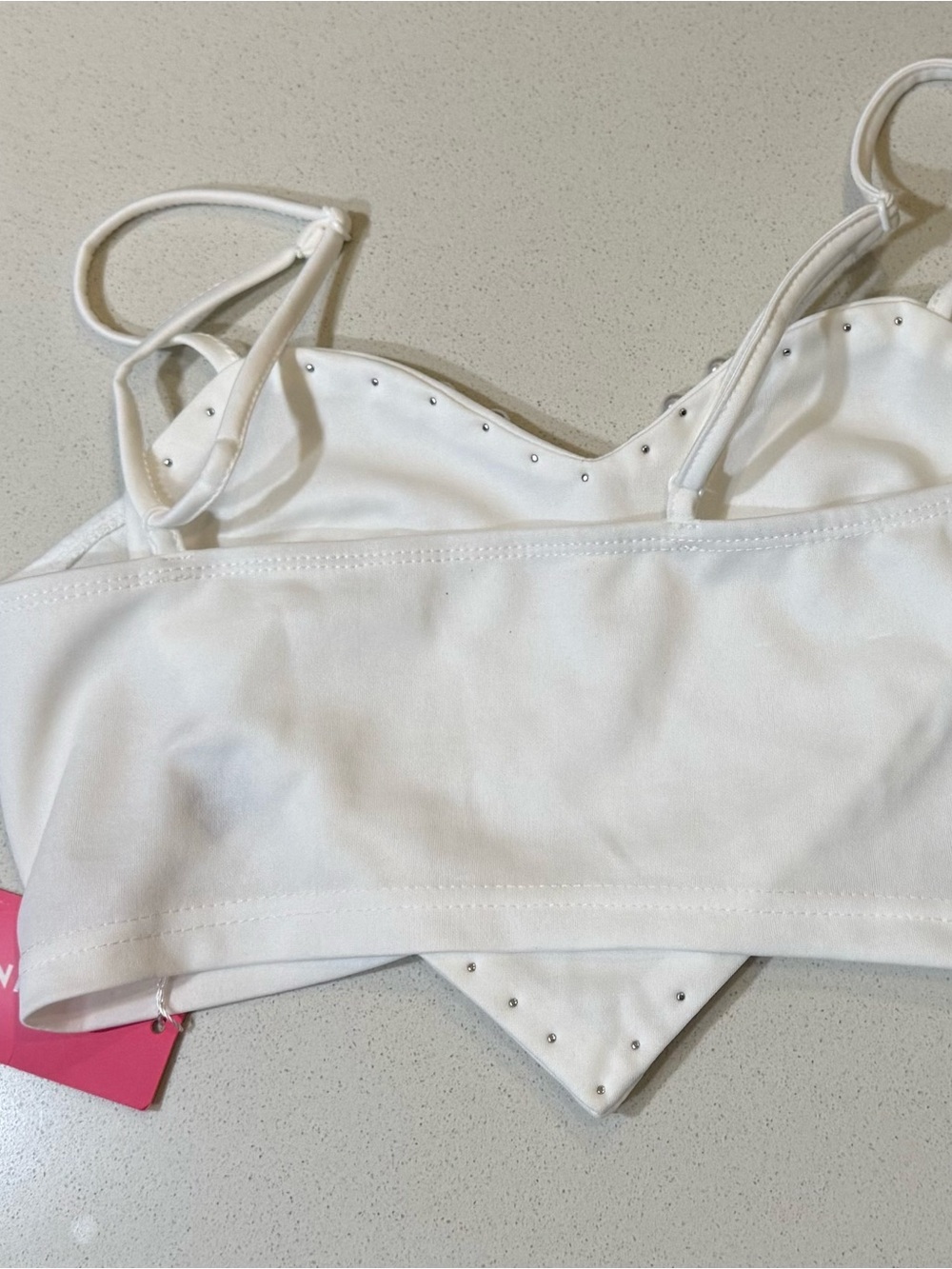 SHEIN White Branded crop top Tag Detail XS-2 - Picture 6 of 6